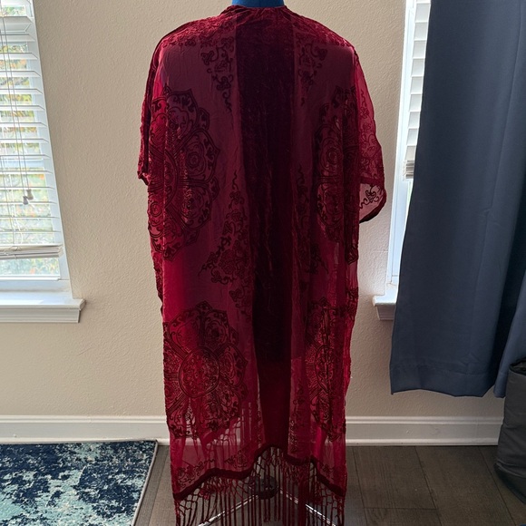 Torrid Red Kimono with Fringe - Picture 4 of 5